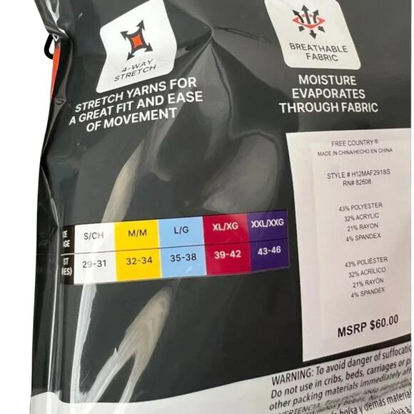 Free Country MicroTech Heat Base Layer Pants ~ 2-Pair Pack ~ Size Large NEW - Picture 11 of 11